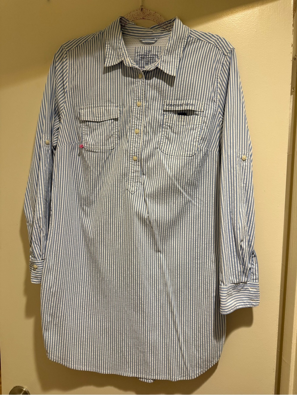 Vineyard Vines Blue and White Pinstripe Button-Front Shirt